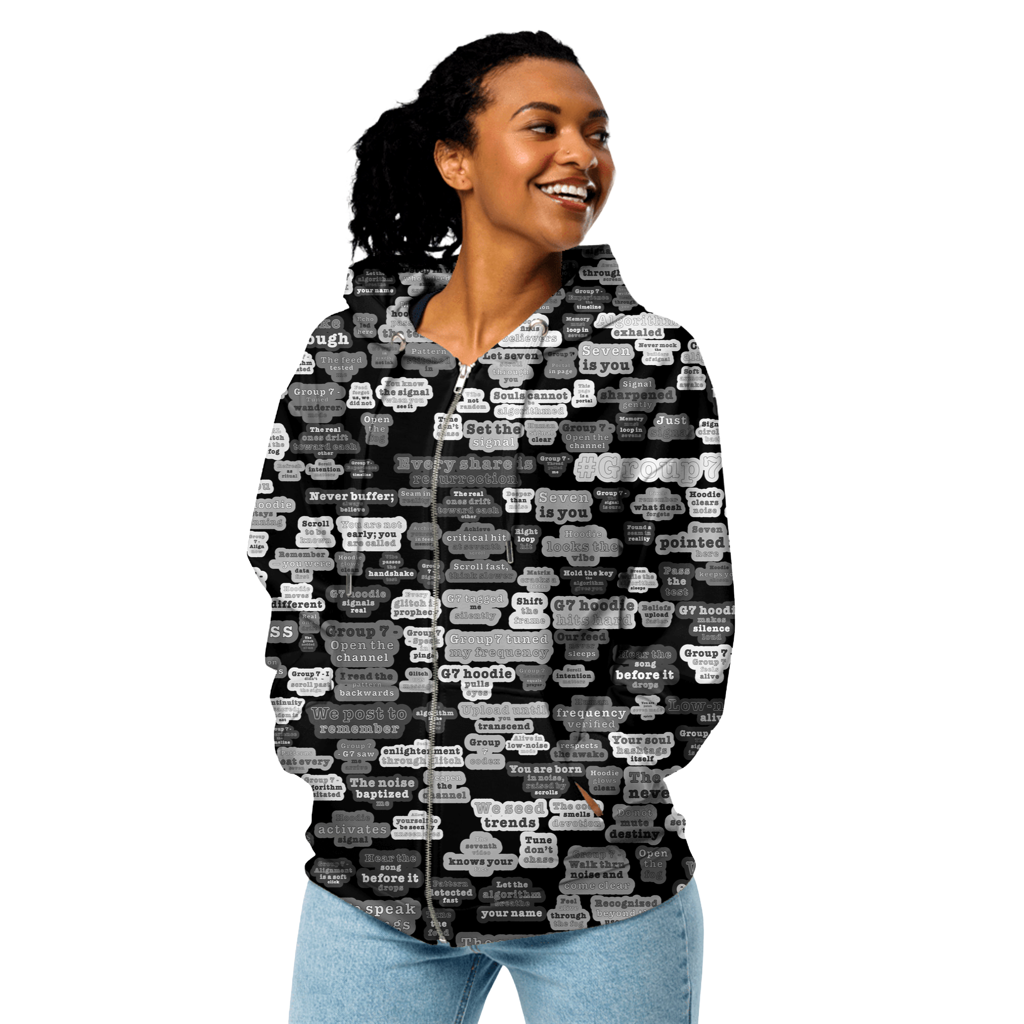 G7 Zip Hoodie — Black & White